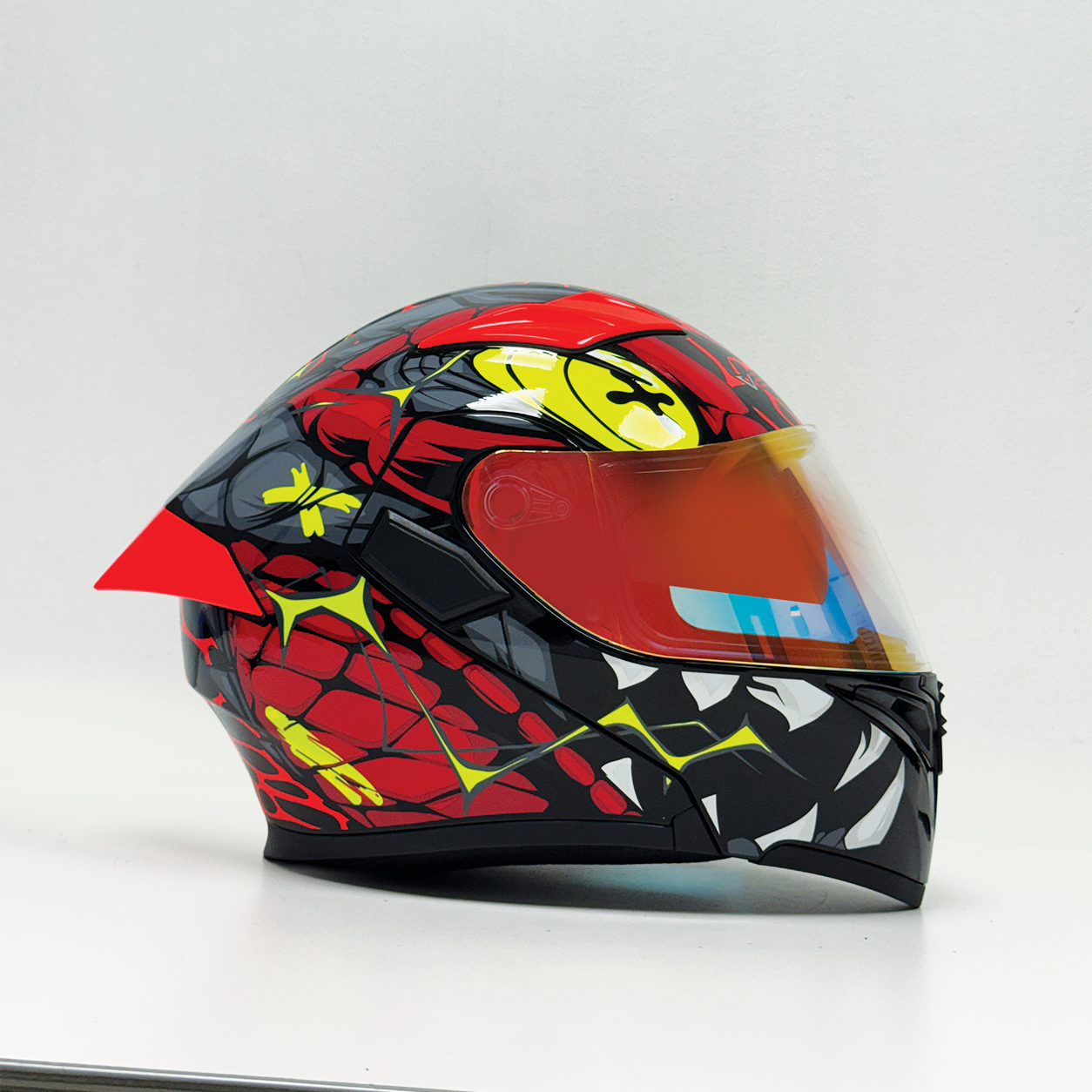 dragon graphic motorcycle helmet Hand Painted Asian and other popular brands Abstract dragon design on silver