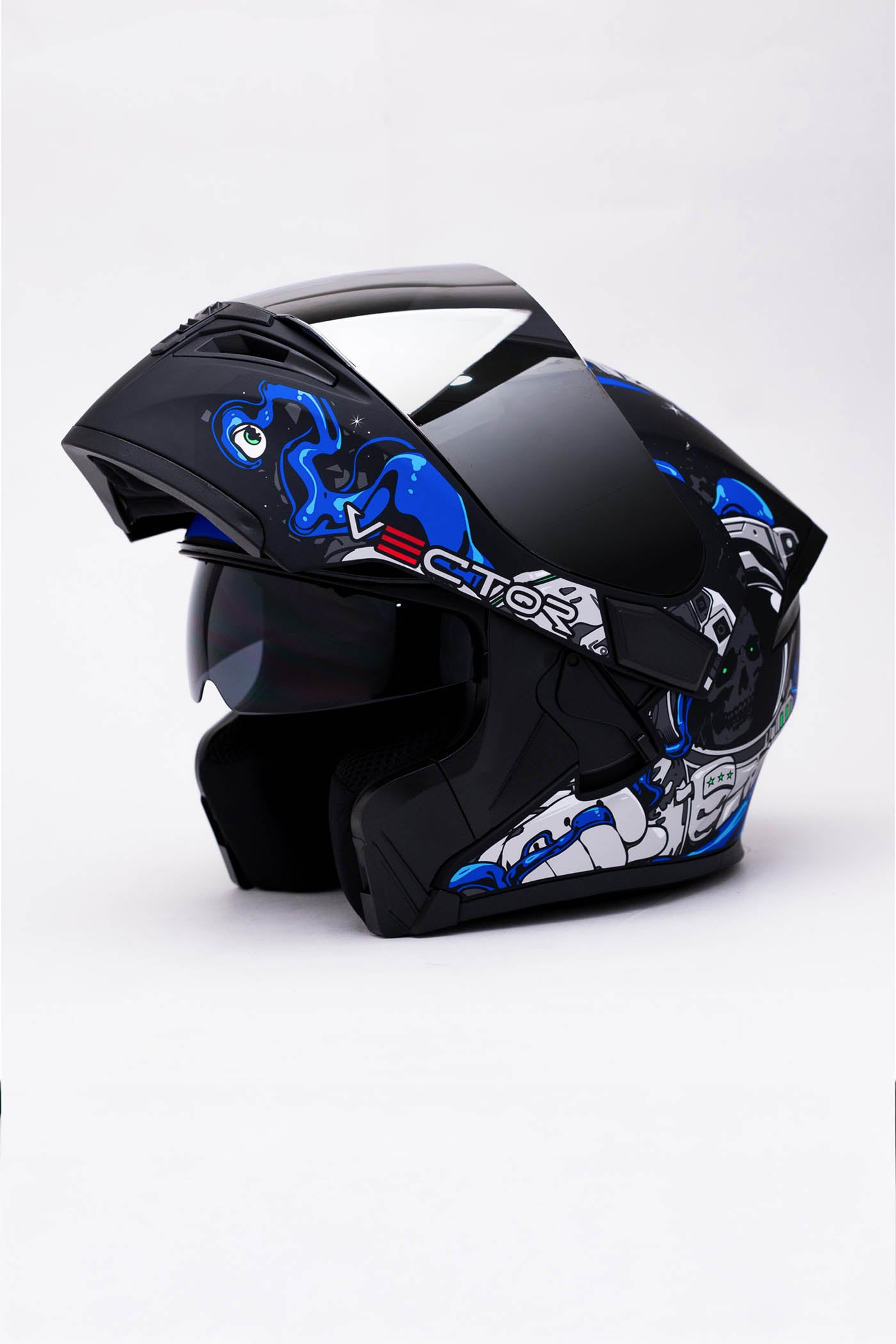 full face motorcycle skull skeleton helmet 254 BLUE SKELETON – Vector Helmet