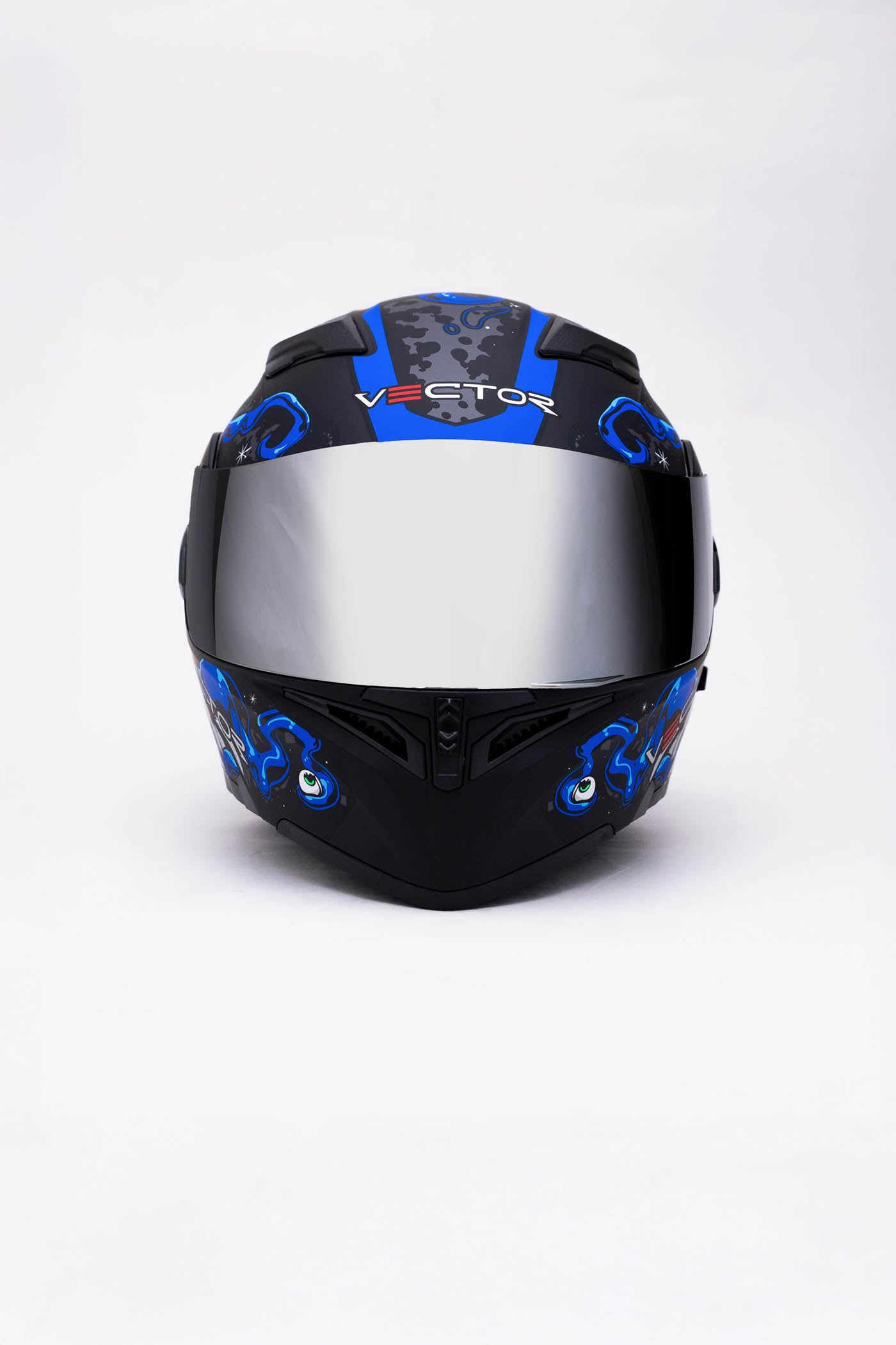 dark blue open face motorcycle helmet 254 BLUE SKELETON – Vector Helmet